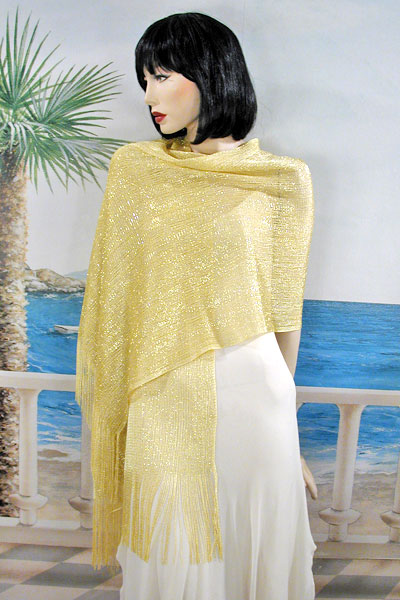 Stretchy Shawl with Metallic Threads, a fashion accessorie - Evening Elegance