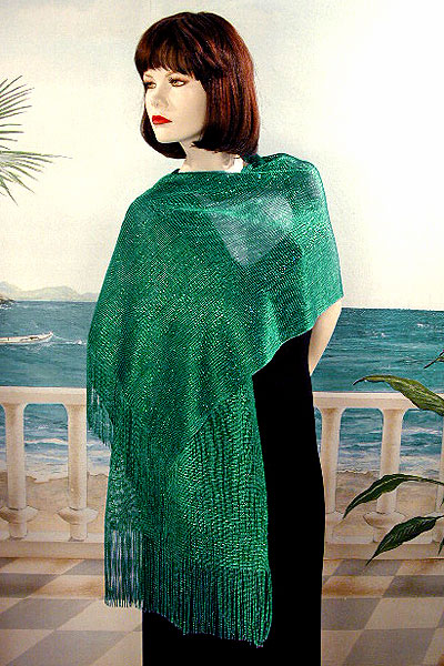 Stretchy Shawl with Metallic Threads, a fashion accessorie - Evening Elegance