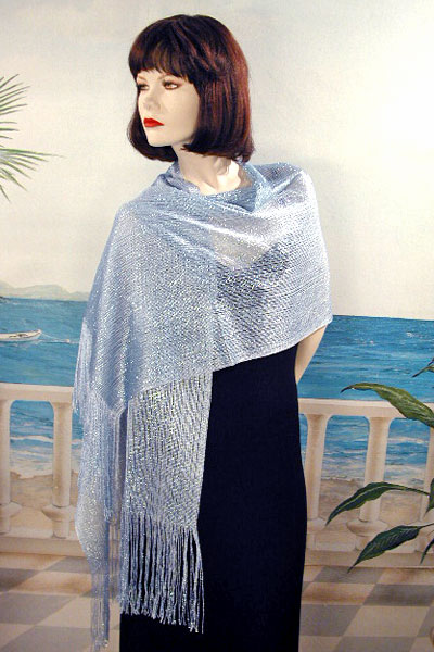 Stretchy Shawl with Metallic Threads, a fashion accessorie - Evening Elegance