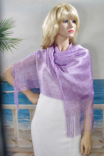 Stretchy Shawl with Metallic Threads, a fashion accessorie - Evening Elegance