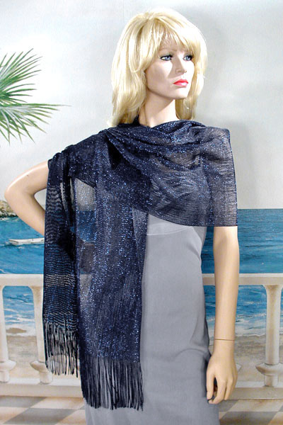 Stretchy Shawl with Metallic Threads, a fashion accessorie - Evening Elegance