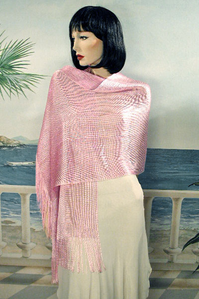 Stretchy Shawl with Metallic Threads, a fashion accessorie - Evening Elegance