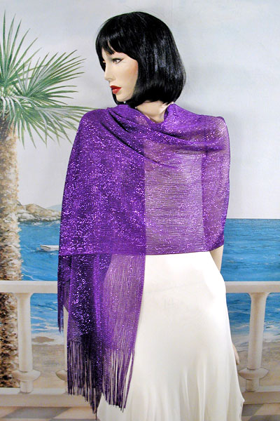 Stretchy Shawl with Metallic Threads, a fashion accessorie - Evening Elegance