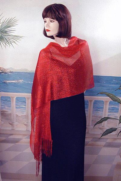 Stretchy Shawl with Metallic Threads, a fashion accessorie - Evening Elegance