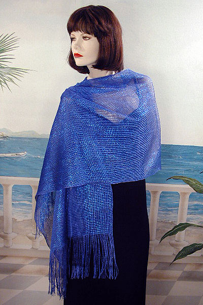 Stretchy Shawl with Metallic Threads, a fashion accessorie - Evening Elegance