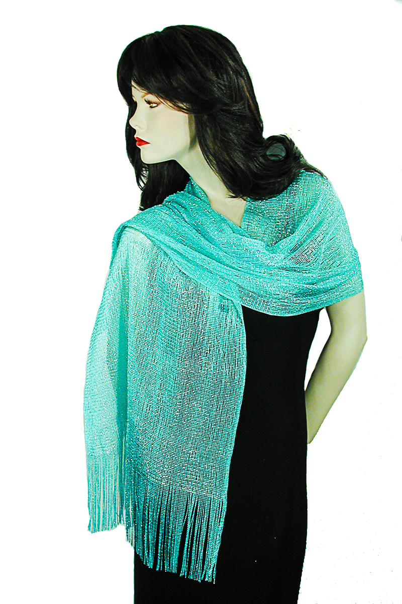 Stretchy Shawl with Metallic Threads, a fashion accessorie - Evening Elegance