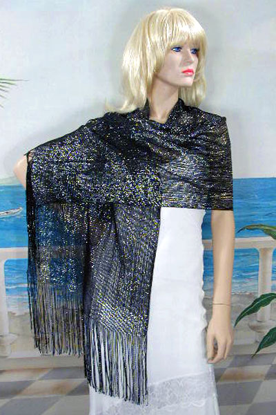 Stretchy Shawl with Metallic Threads, a fashion accessorie - Evening Elegance