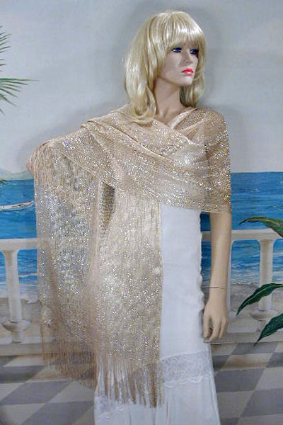 Stretchy Shawl with Metallic Threads, a fashion accessorie - Evening Elegance