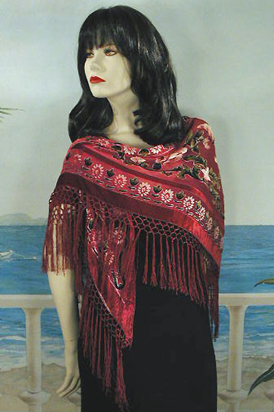 Triangle Velvet Print Shawl, a fashion accessorie - Evening Elegance