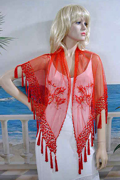 Embroidered, Beaded and Sequined Triangle Shawl or Wrap , a fashion accessorie - Evening Elegance