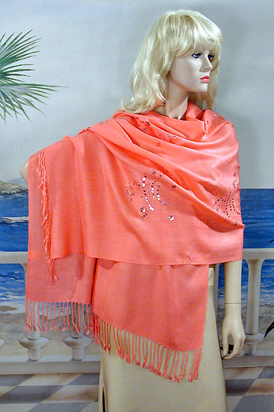 Long Soft Embroidered Shawl Wrap, a fashion accessorie - Evening Elegance