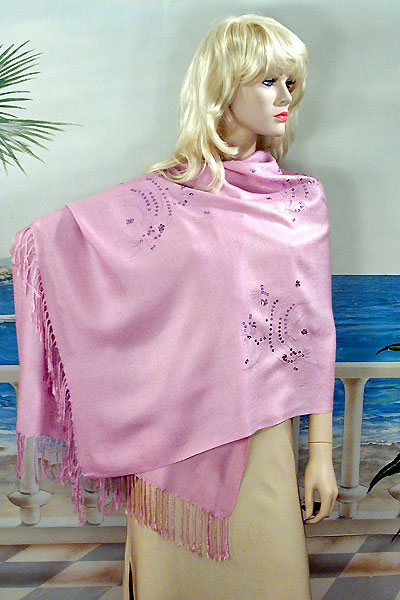 Long Soft Embroidered Shawl Wrap, a fashion accessorie - Evening Elegance