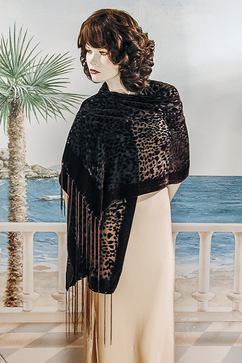 Luscious Animal Print Velvet Shawl , a fashion accessorie - Evening Elegance