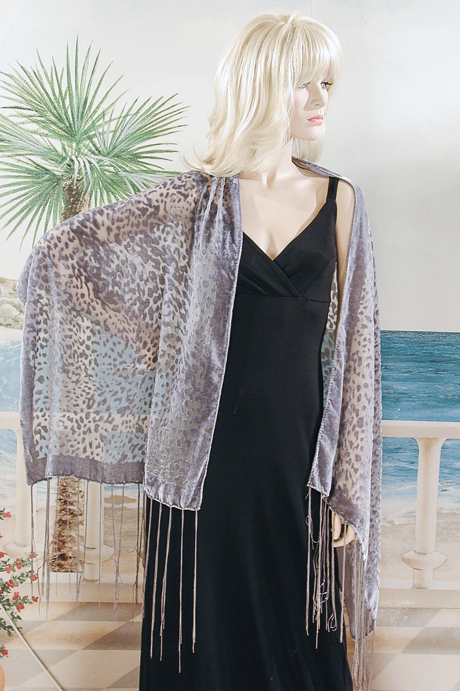 Luscious Animal Print Velvet Shawl , a fashion accessorie - Evening Elegance