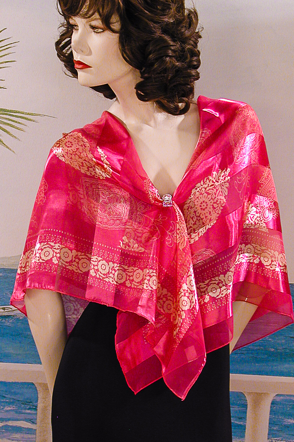 Bright Satin and Chiffon Strped Scarf , a fashion accessorie - Evening Elegance