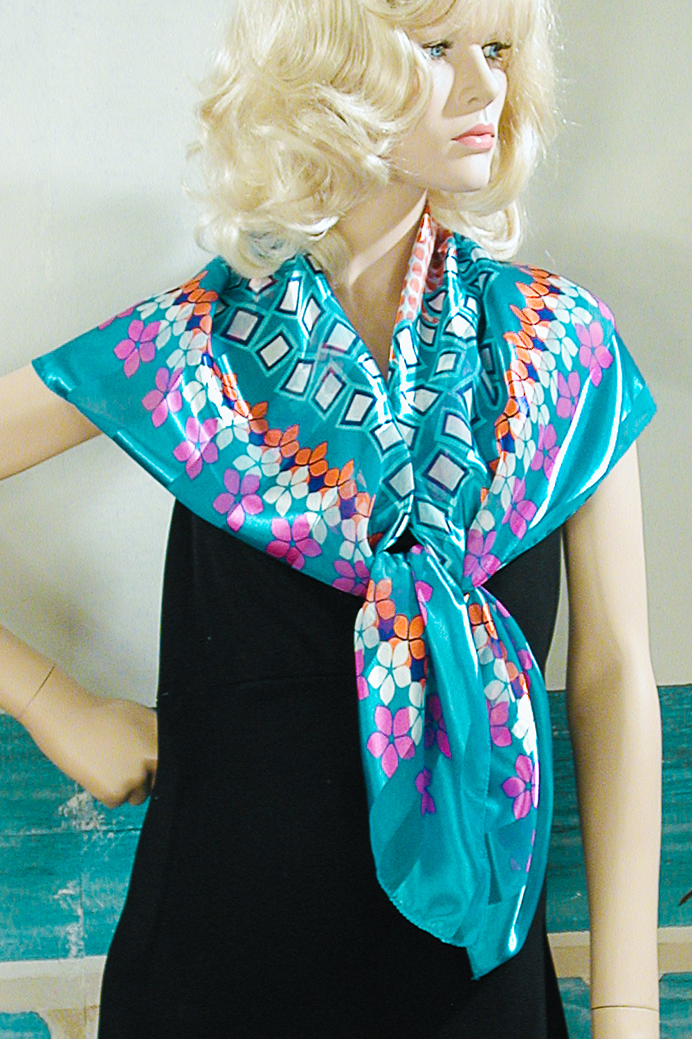 Brilliant Colored Large Chiffon and Satin Scarf, a fashion accessorie - Evening Elegance