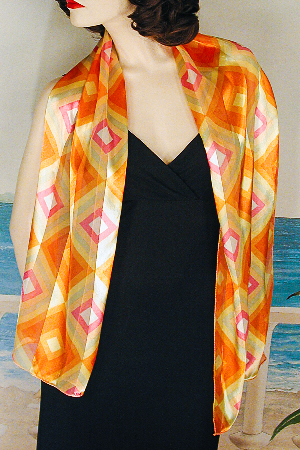 Bright Scarf with Diamond Design , a fashion accessorie - Evening Elegance