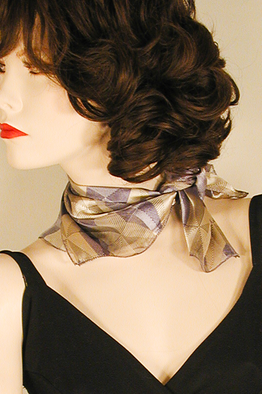 Small Square Neck Scarf Stripped Sunburst Design, a fashion accessorie - Evening Elegance