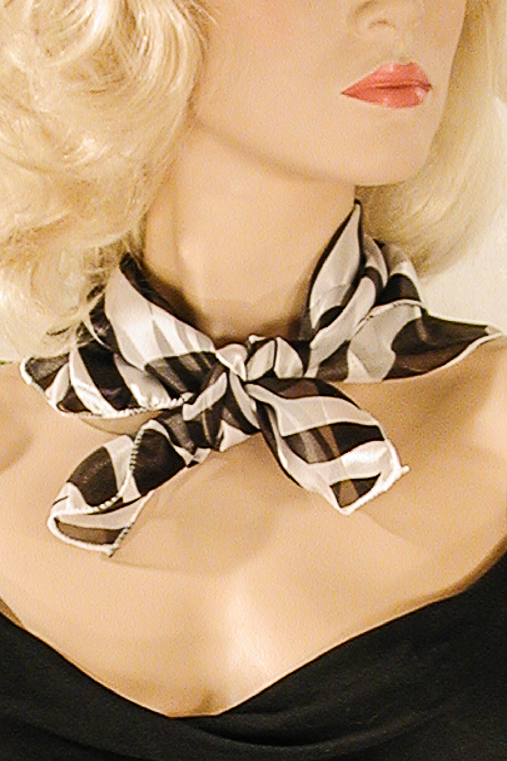 Zebra Print Small Square Neck Scarf, a fashion accessorie - Evening Elegance