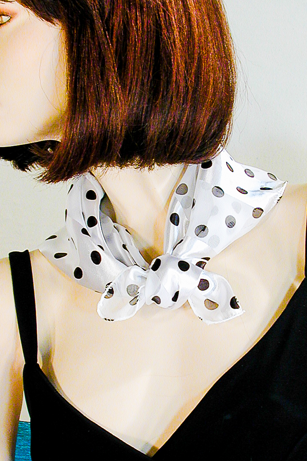 Polka Dot Neck Scarf , a fashion accessorie - Evening Elegance