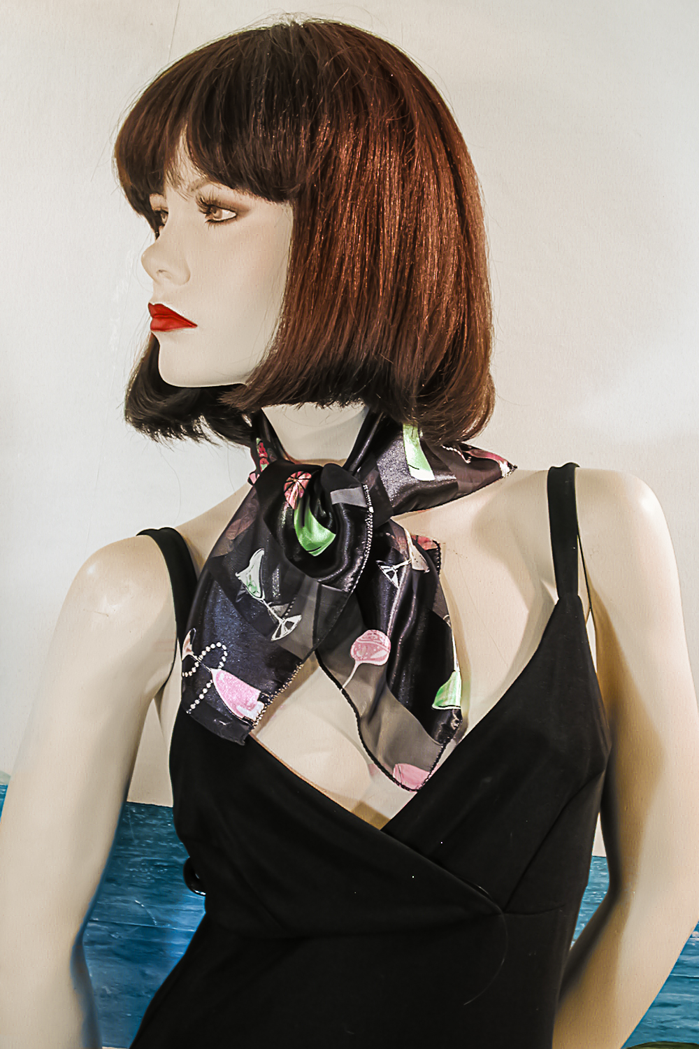 Black Multi Cocktail Neck Scarf, a fashion accessorie - Evening Elegance