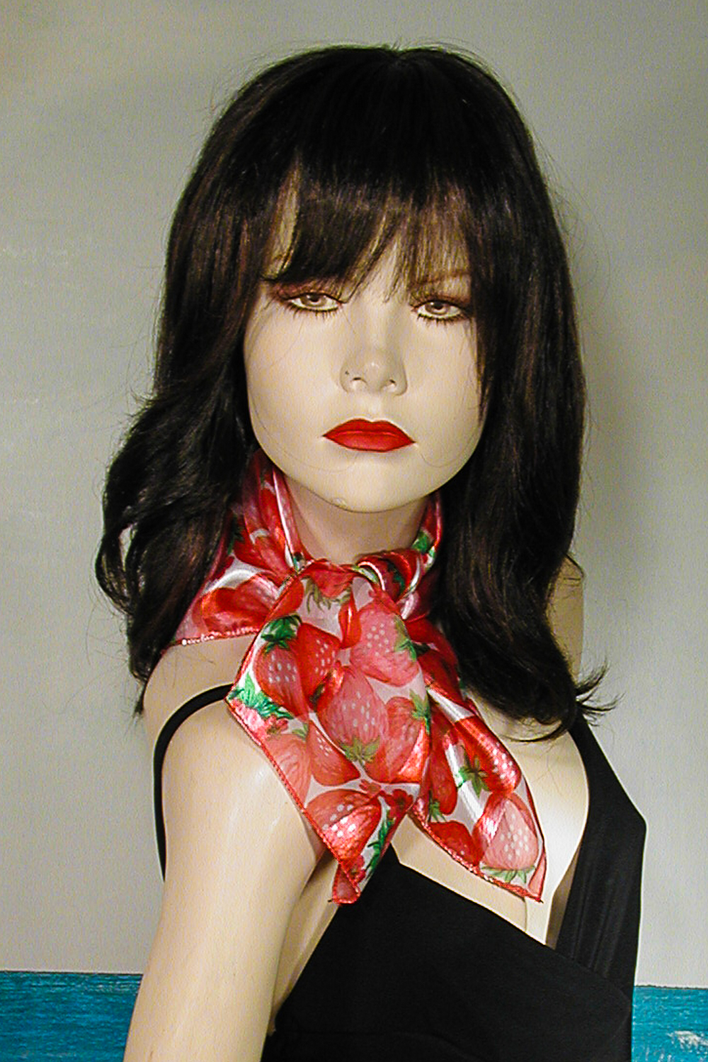 Strawberry Chiffon Satin Square Neck Scarf, a fashion accessorie - Evening Elegance