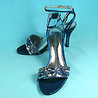 Sequined Satin Shoes with Roses and Beads