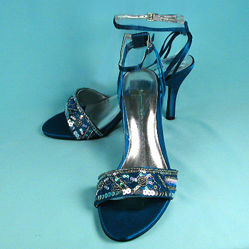 Sequined Satin Shoes with Roses and Beads, a fashion accessorie - Evening Elegance