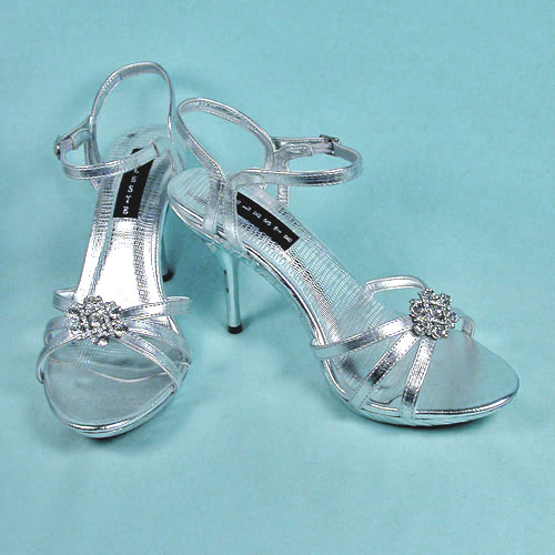 High Heel Shoes with Large Rhinestone Ornament, a fashion accessorie - Evening Elegance