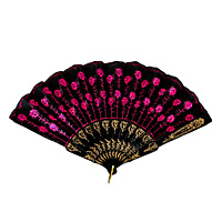 Fans with Colorful Sequins on a Black Background