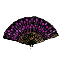 Fans with Colorful Sequins on a Black Background