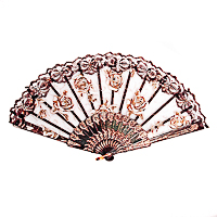 Elegant Rose Flower Lace Handheld Folding Hand Fan for Dancing and Costumes