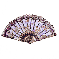 Elegant Rose Flower Lace Handheld Folding Hand Fan for Dancing and Costumes