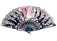 Glitter Fan in Several Colors with Flower Design
