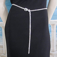Two Line Crystal Belt with Round Buckle