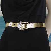 Faux Leather Western Belt with Crystal Rhinestone Buckle