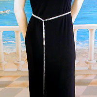 Two Line Crystal Rhinestone Belt or Belly Chain