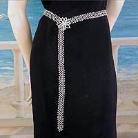 Wide Crystal Mesh Belt with Star Clasp