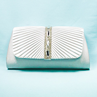 Satin Evening Clutch Bag with Rhinestone Trim