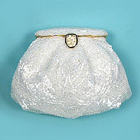 Beaded and gathered satchel bag