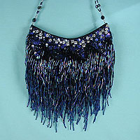 Beaded Fringe Evening Bag with Handle