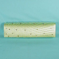 Long Satin Evening Bag Clutch with Beads and Rhinestones