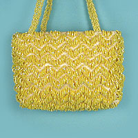 Compact Beaded Evening Bag with Beaded Handles