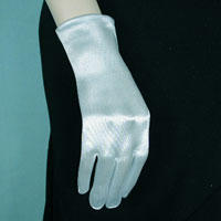 Wrist Length Satin Stretch Gloves