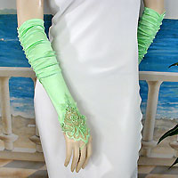 Embroidered Satin Fingerless Gloves