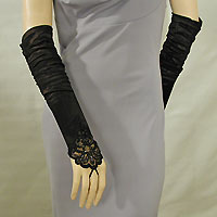 Embroidered Satin Fingerless Gloves