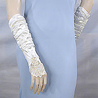 Embroidered Satin Fingerless Gloves