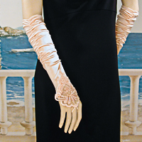 Embroidered Satin Fingerless Gloves