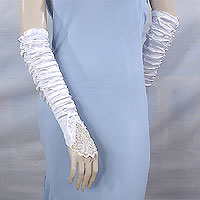 Embroidered Satin Fingerless Gloves