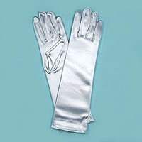Long Satin Stretch Gloves for Children, Ages 7-17